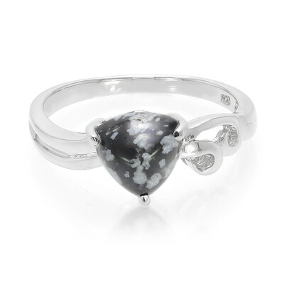 Zilveren ring met een sneeuwvlokken obsidiaan