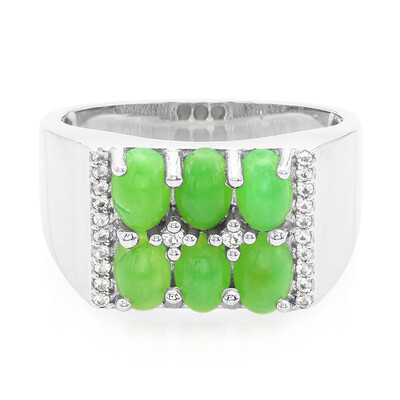 Zilveren herenring met keizerlijke chrysopraasstenen
