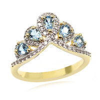 Zilveren ring met Ofiki Aquamarijnen