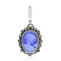 Zilveren hanger met een blauwe kant agaat