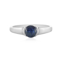 Zilveren ring met een blauwe ster saffier