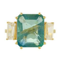 Gouden ring met een Belgian Teal Fluoriet