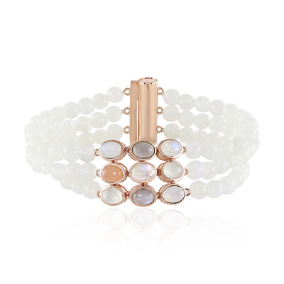Zilveren armband met een Perzik Maansteen (KM by Juwelo)