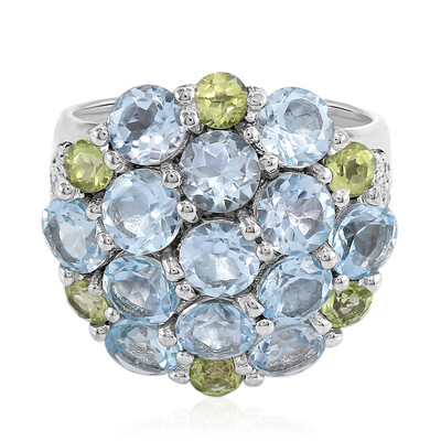 Zilveren ring met hemel-blauwe topaasstenen