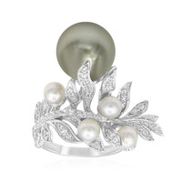 Zilveren ring met een Tahiti parel (TPC)