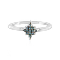 Zilveren ring met blauwe SI1 diamanten