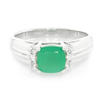 Zilveren herenring met een groene chalcedoon