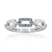 Zilveren ring met hemel-blauwe I2 diamanten