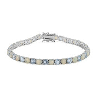 Zilveren armband met hemel-blauwe topaasstenen