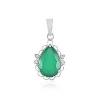 Zilveren hanger met een Groene onyx