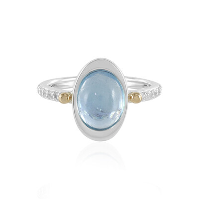 Zilveren ring met een aquamarijn (Granulieren)