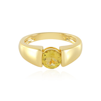 Zilveren ring met een gele beril