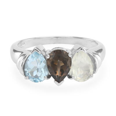 Zilveren ring met edelstenen