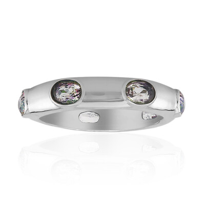 Zilveren ring met mystieke kwartskristallen