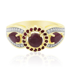 Zilveren ring met robijnen