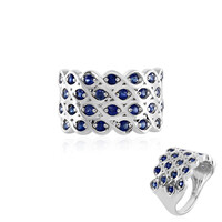 Zilveren ring met blauwe saffieren