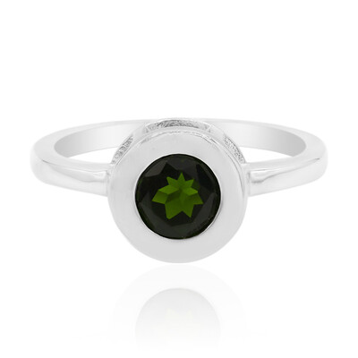 Zilveren ring met een Russische diopsied