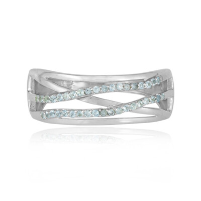 Zilveren ring met Zwitsers-blauwe topaasstenen