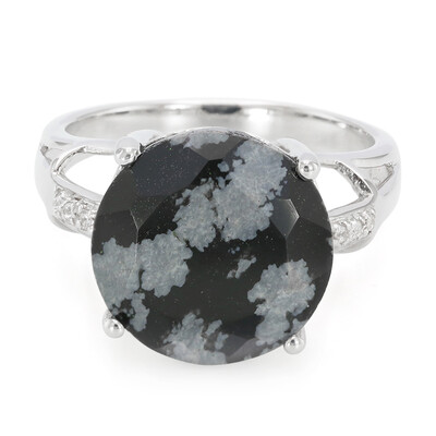 Zilveren ring met een sneeuwvlokken obsidiaan