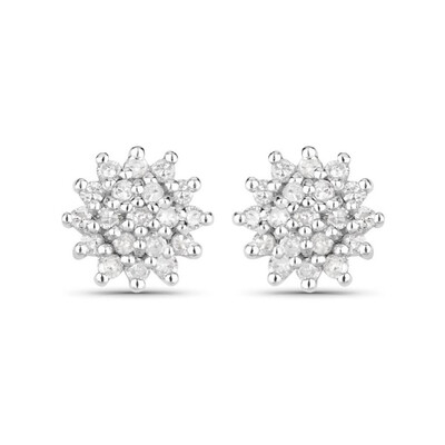 Zilveren oorbellen met I3 (J) Diamanten