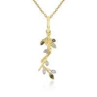 Gouden halsketting met I4 Groene Diamanten