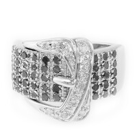 Zilveren ring met zwarte diamanten