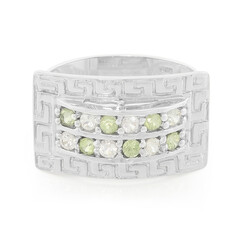 Zilveren ring met groene saffieren
