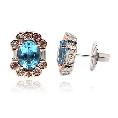 Zilveren oorbellen met Zwitsers-blauwe topaasstenen (Dallas Prince Designs)
