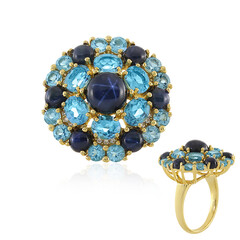 Zilveren ring met een blauwe ster saffier