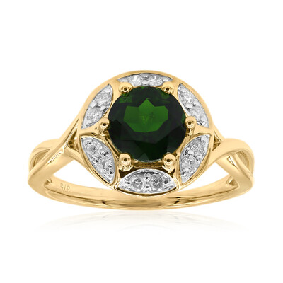 Gouden ring met een Russische diopsied