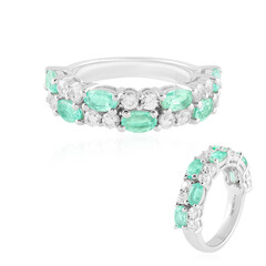 Zilveren ring met Columbiaanse smaragden
