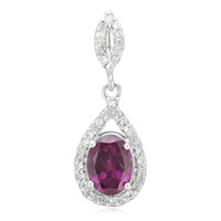 Zilveren hanger met een magenta granaat