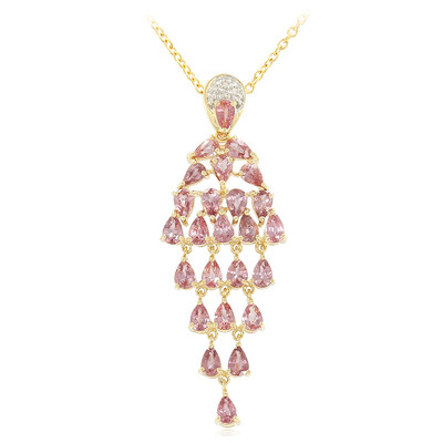 Gouden halsketting met Onverhitte Padparadscha Saffieren (AMAYANI)
