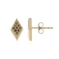 Gouden oorbellen met I2 Bruine Diamanten