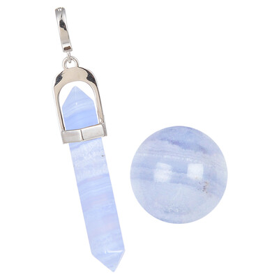 Zilveren accessoire met een Blauwe chalcedoon
