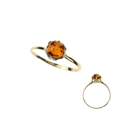 Gouden ring met een Baltische barnsteen (dagen)
