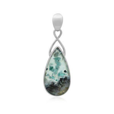 Zilveren hanger met een Gem silica (Bali Barong)