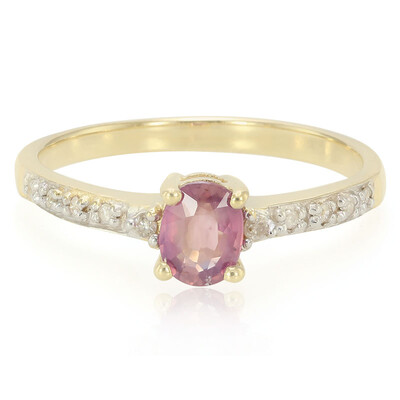 Gouden ring met een Onverhitte Padparadscha Saffier
