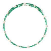 Stalen halsband met Witte zoetwater kweekparels (Riya)