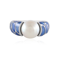 Zilveren ring met een Witte zoetwater kweekparel (Adela Silber)