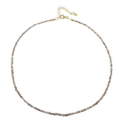 Zilveren halsketting met Champagne Diamanten