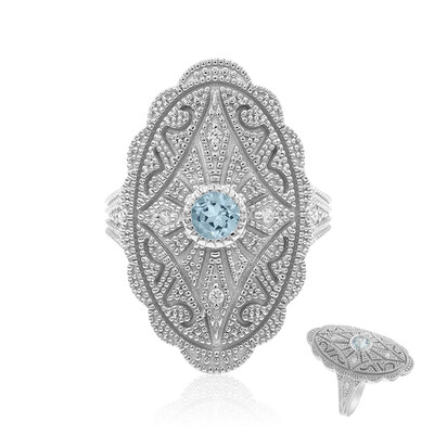 Zilveren ring met een hemel-blauwe topaas
