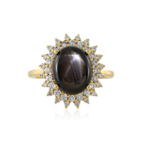 Zilveren ring met een zwarte ster saffier