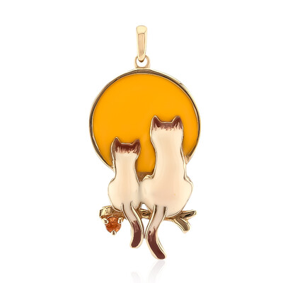 Zilveren hanger met een oranje saffier