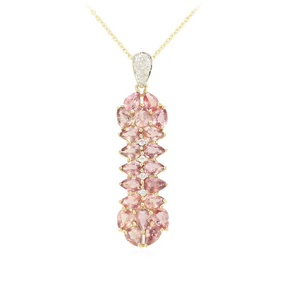 Gouden halsketting met Onverhitte Padparadscha Saffieren