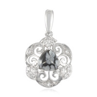 Zilveren hanger met een sneeuwvlokken obsidiaan