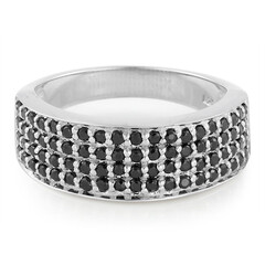 Zilveren ring met zwarte spinelstenen