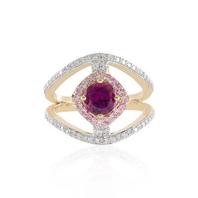 Gouden ring met een magenta granaat (SUHANA)