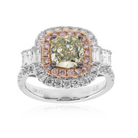 Gouden ring met een SI1 Groene diamant  (CIRARI)