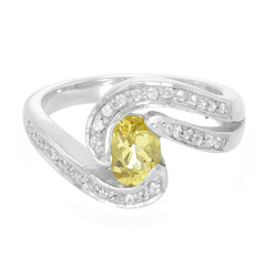 Zilveren ring met een gele beril